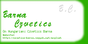 barna czvetics business card